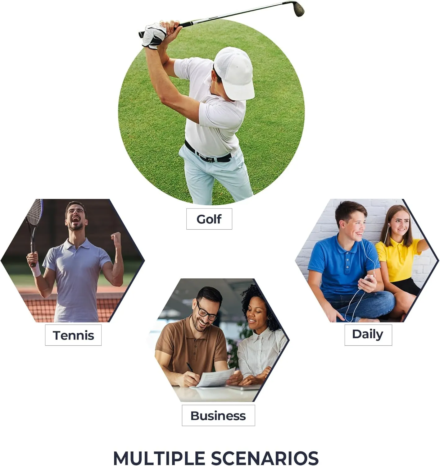 Men's Golf Shirts-Moisture Wicking Dry Fit Performance Recycled Polo Short Sleeve for Bussiness Casual Tennis
