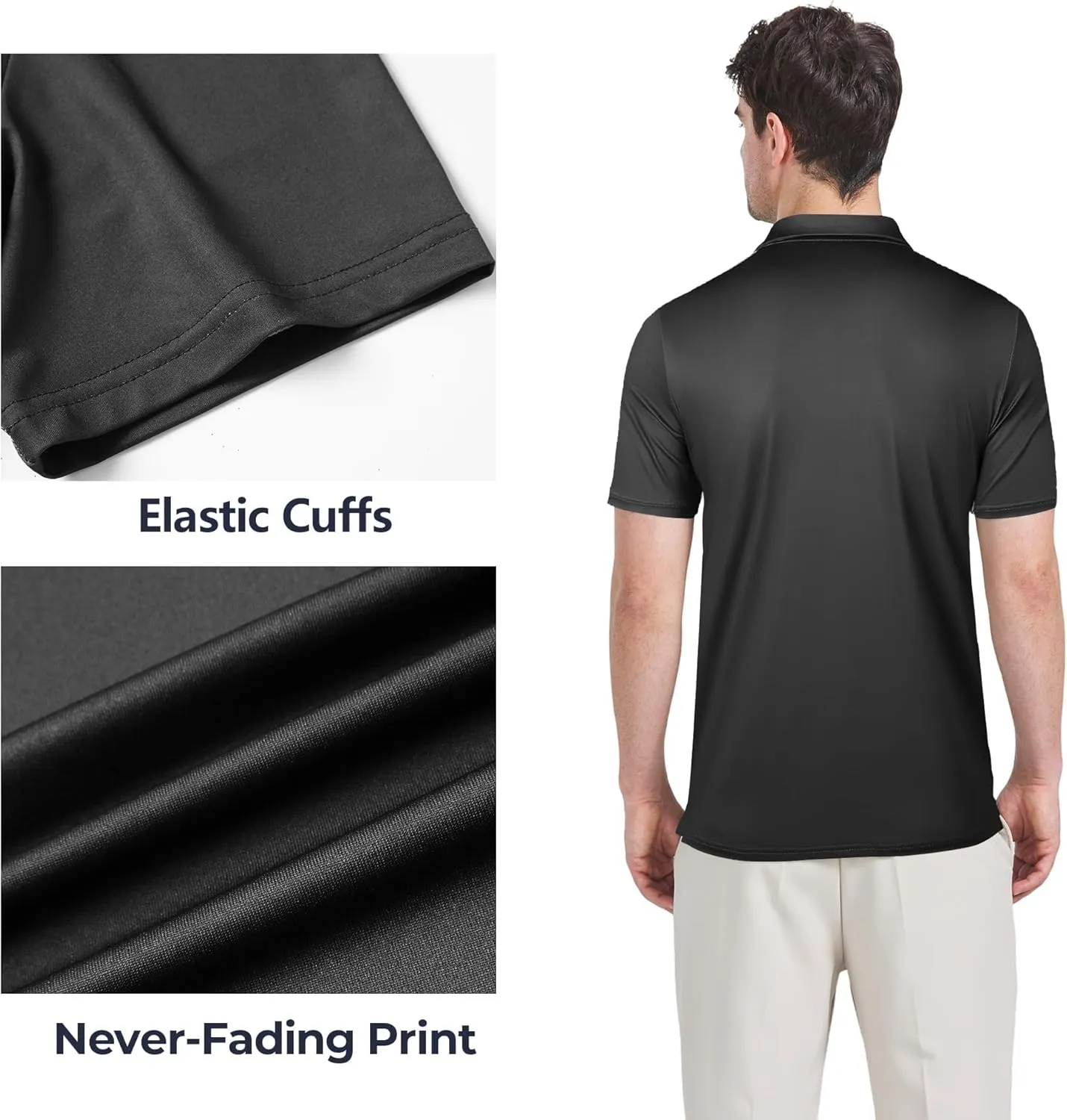Men's Golf Shirts-Moisture Wicking Dry Fit Performance Recycled Polo Short Sleeve for Bussiness Casual Tennis