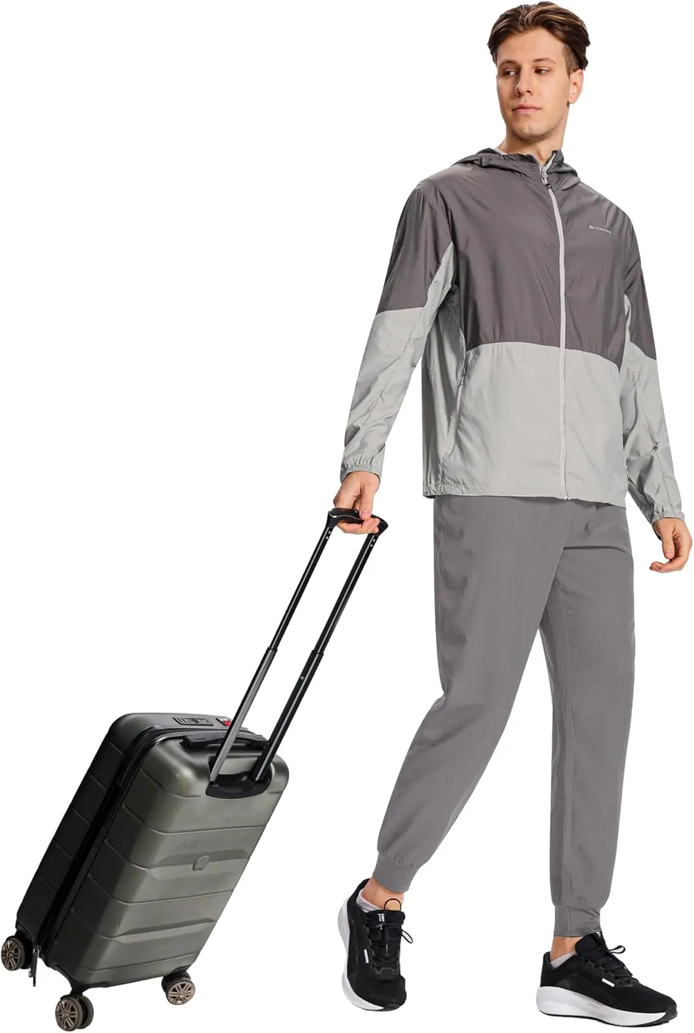 Men's Hiking Joggers Travel Athletic Pants Lightweight Quick Dry Outdoor Running Pants with Zipper Pockets