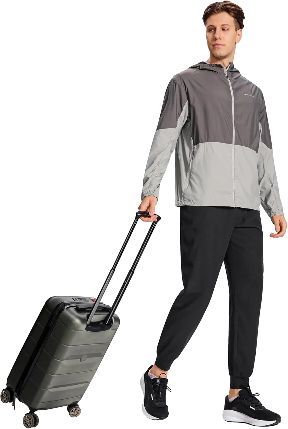 Men's Hiking Joggers Travel Athletic Pants Lightweight Quick Dry Outdoor Running Pants with Zipper Pockets