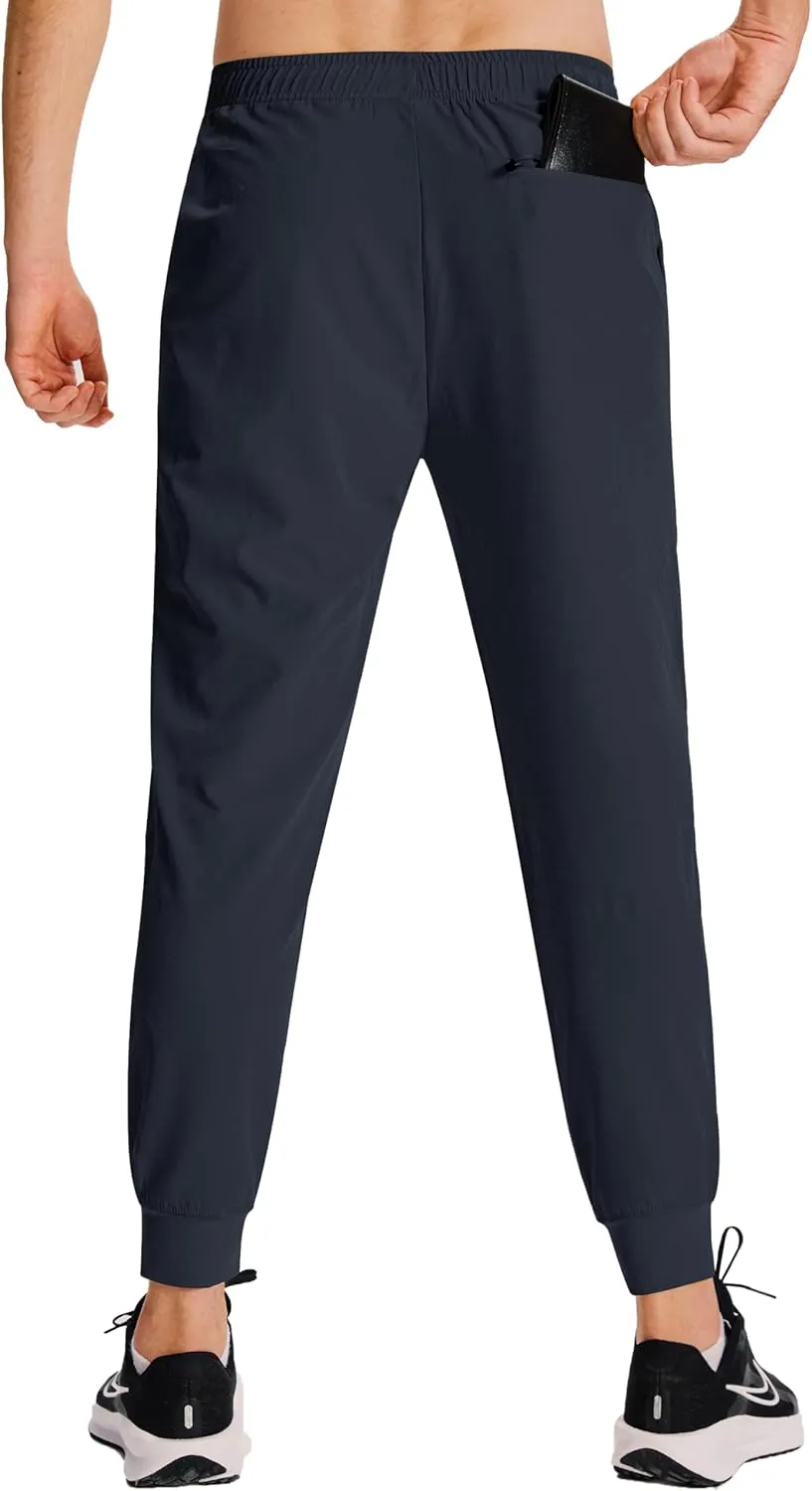 Men's Hiking Joggers Travel Athletic Pants Lightweight Quick Dry Outdoor Running Pants with Zipper Pockets