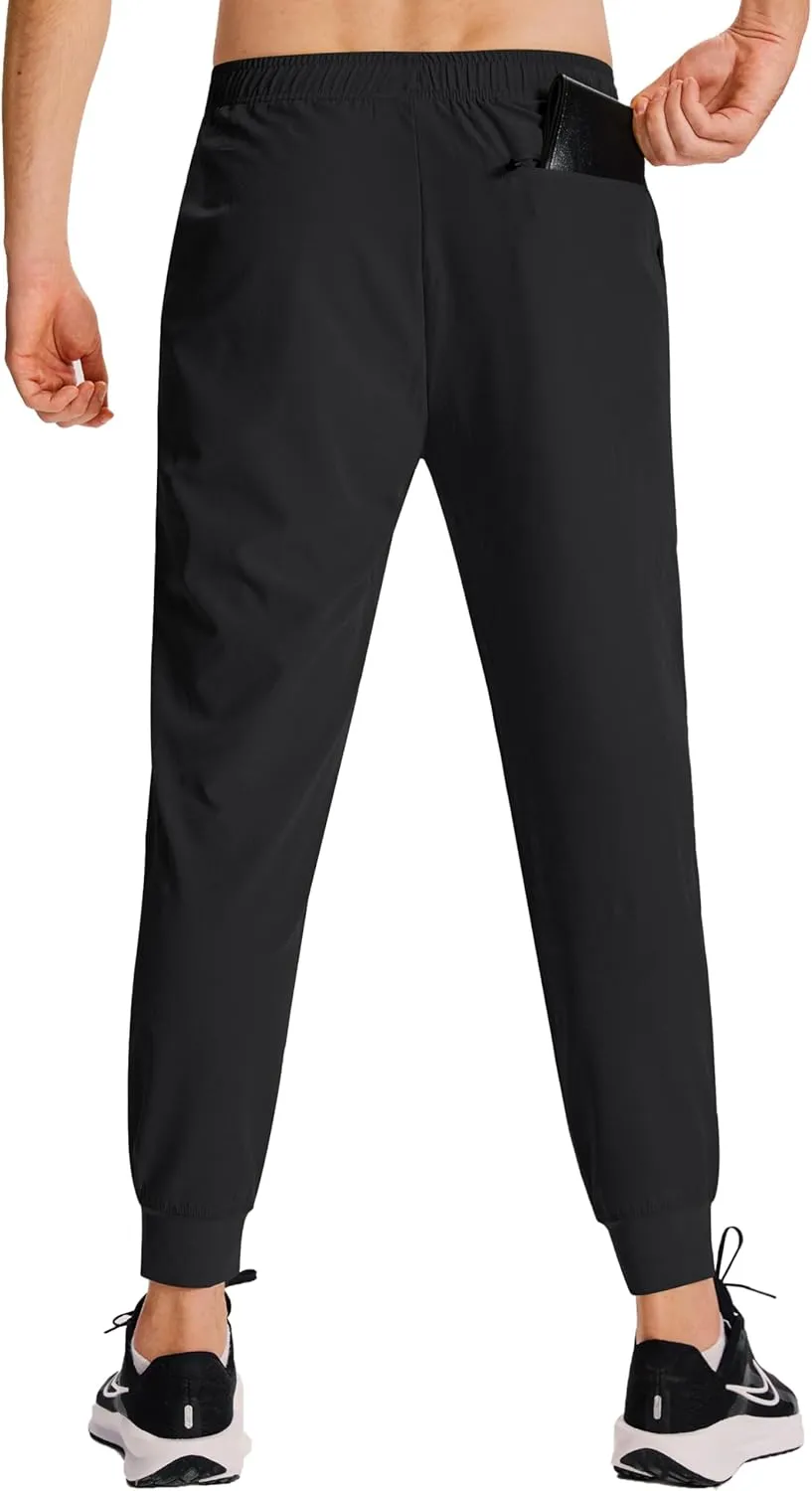 Men's Hiking Joggers Travel Athletic Pants Lightweight Quick Dry Outdoor Running Pants with Zipper Pockets