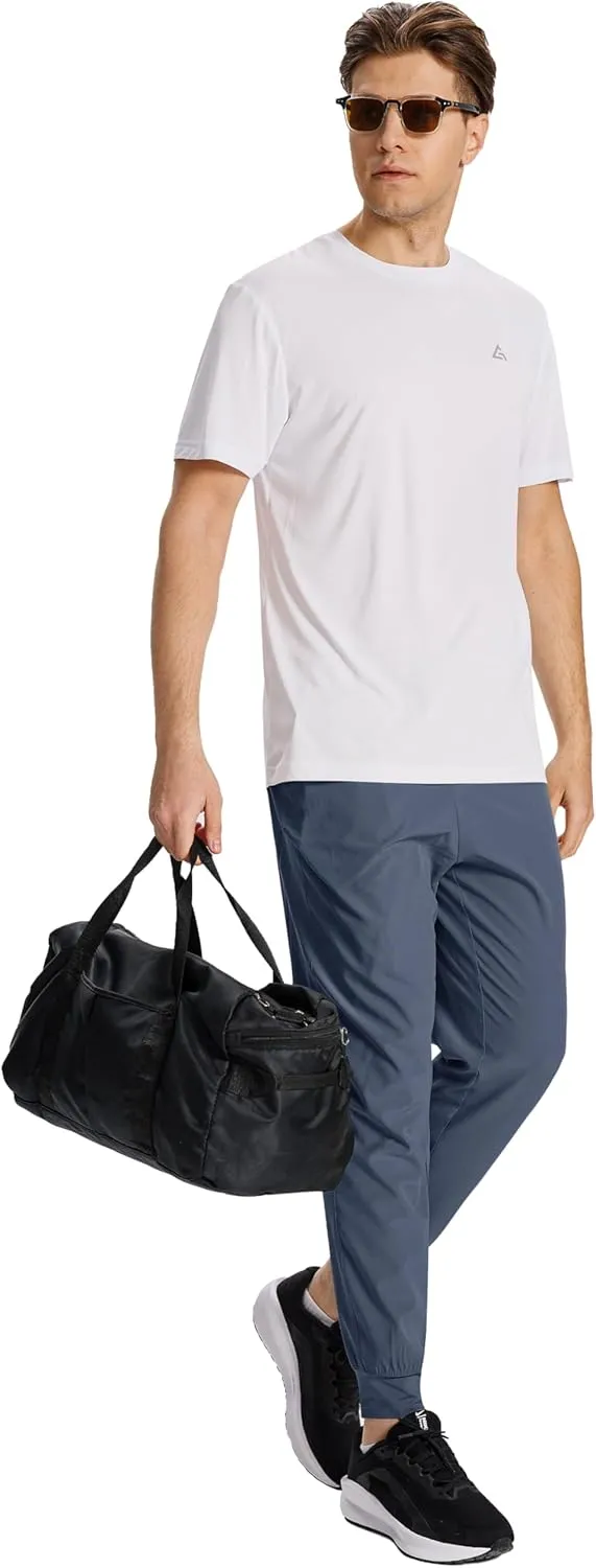 Men's Hiking Joggers Travel Athletic Pants Lightweight Quick Dry Outdoor Running Pants with Zipper Pockets