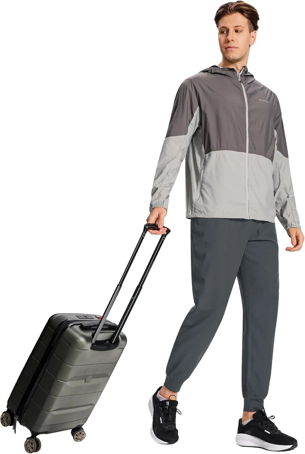 Men's Hiking Joggers Travel Athletic Pants Lightweight Quick Dry Outdoor Running Pants with Zipper Pockets