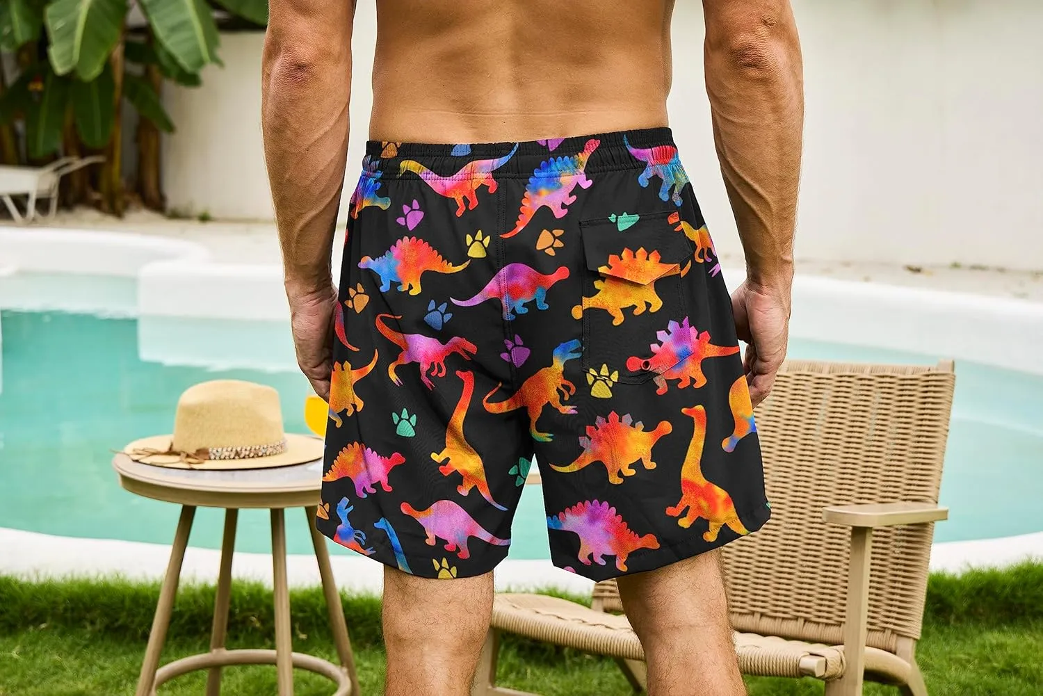 Mens Swim Trunks with Compression Liner 5 Inseam Quick Dry Swimwear Bathing Suit Swimming Board Shorts with 4 Pocket