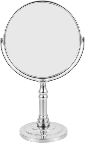 Metal Double-Sided Swivel Desk Mirror Compact Makeup Mirror Tabletop Vanity Home Use