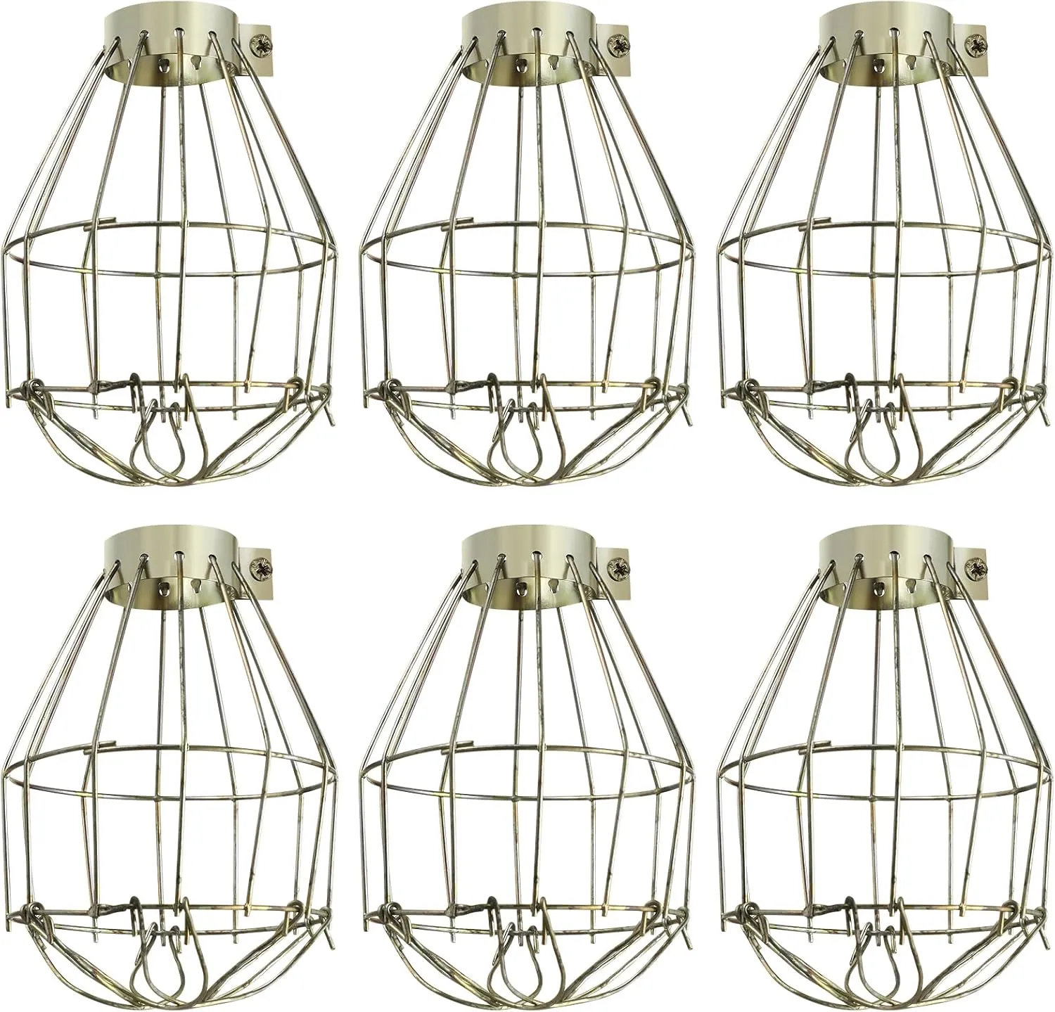 Metal Lamp Bulb Guard, 6pcs, Industrial Grade Adjustable, Lamp Holder, Vintage Light Cage Guard Lamp Covers, Industrial Metal Wire Cage Lamp Guard, Open Style Lamp Guard for Hanging Pendant Lighting A