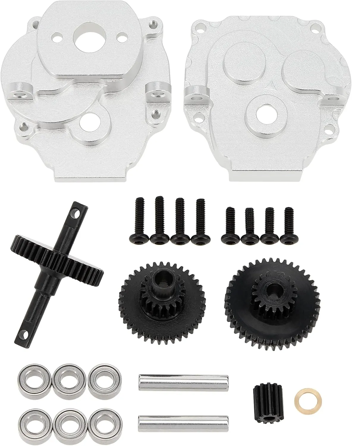 MEUS RACING TRX4M Complete Transmission Gearbox for Traxxas Defender/Bronco/K10/F150 1/18 RC Crawler Car Upgrades Parts, Silver
