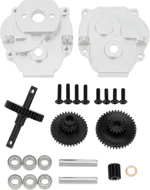 MEUS RACING TRX4M Complete Transmission Gearbox for Traxxas Defender/Bronco/K10/F150 1/18 RC Crawler Car Upgrades Parts, Silver