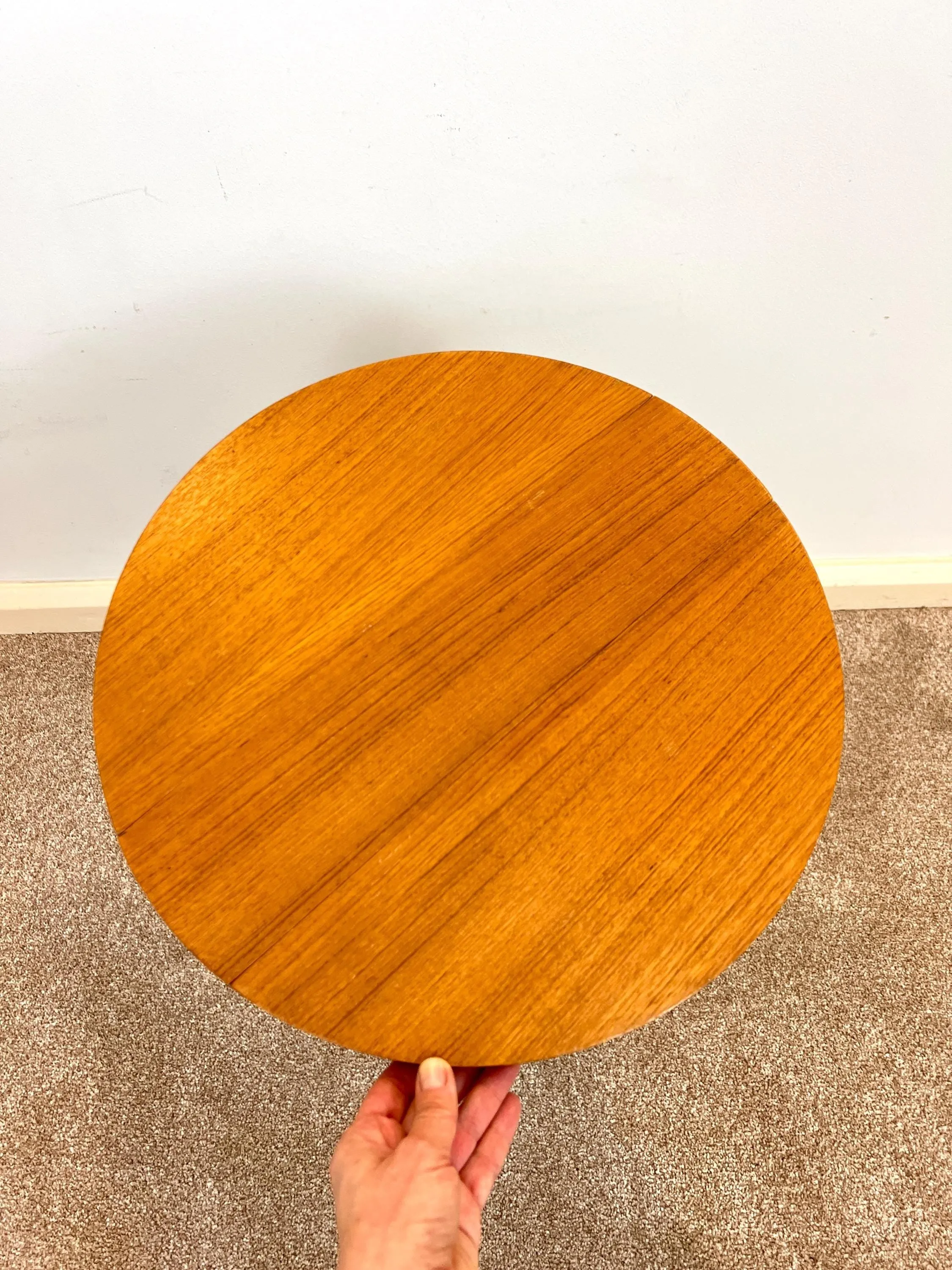 Midcentury Teak Folding Small Side Bedside Table, Vintage Retro End Table, Danish Style
