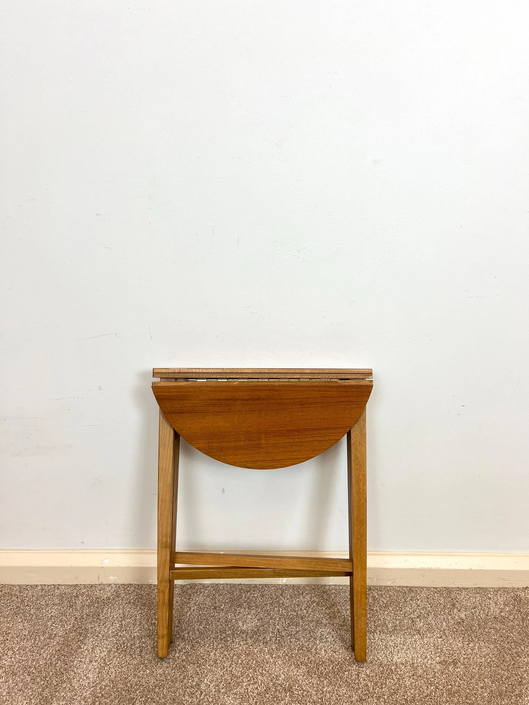 Midcentury Teak Folding Small Side Bedside Table, Vintage Retro End Table, Danish Style
