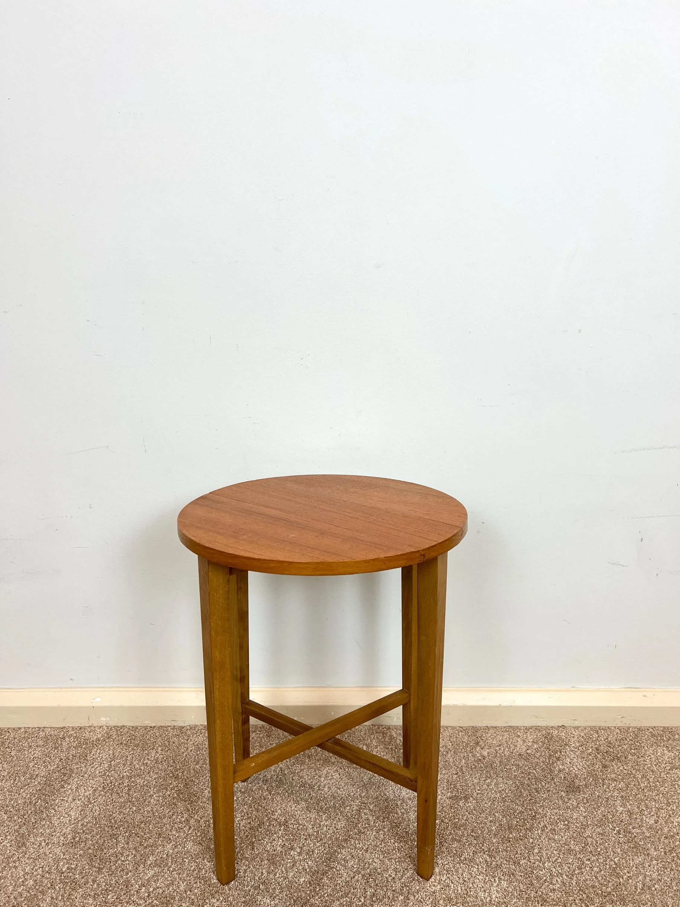 Midcentury Teak Folding Small Side Bedside Table, Vintage Retro End Table, Danish Style