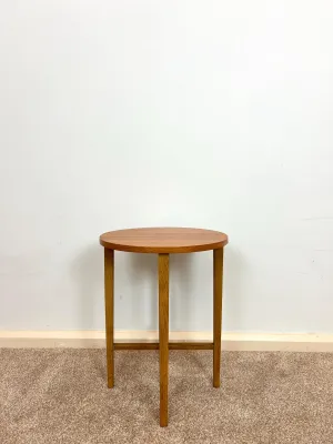 Midcentury Teak Folding Small Side Bedside Table, Vintage Retro End Table, Danish Style