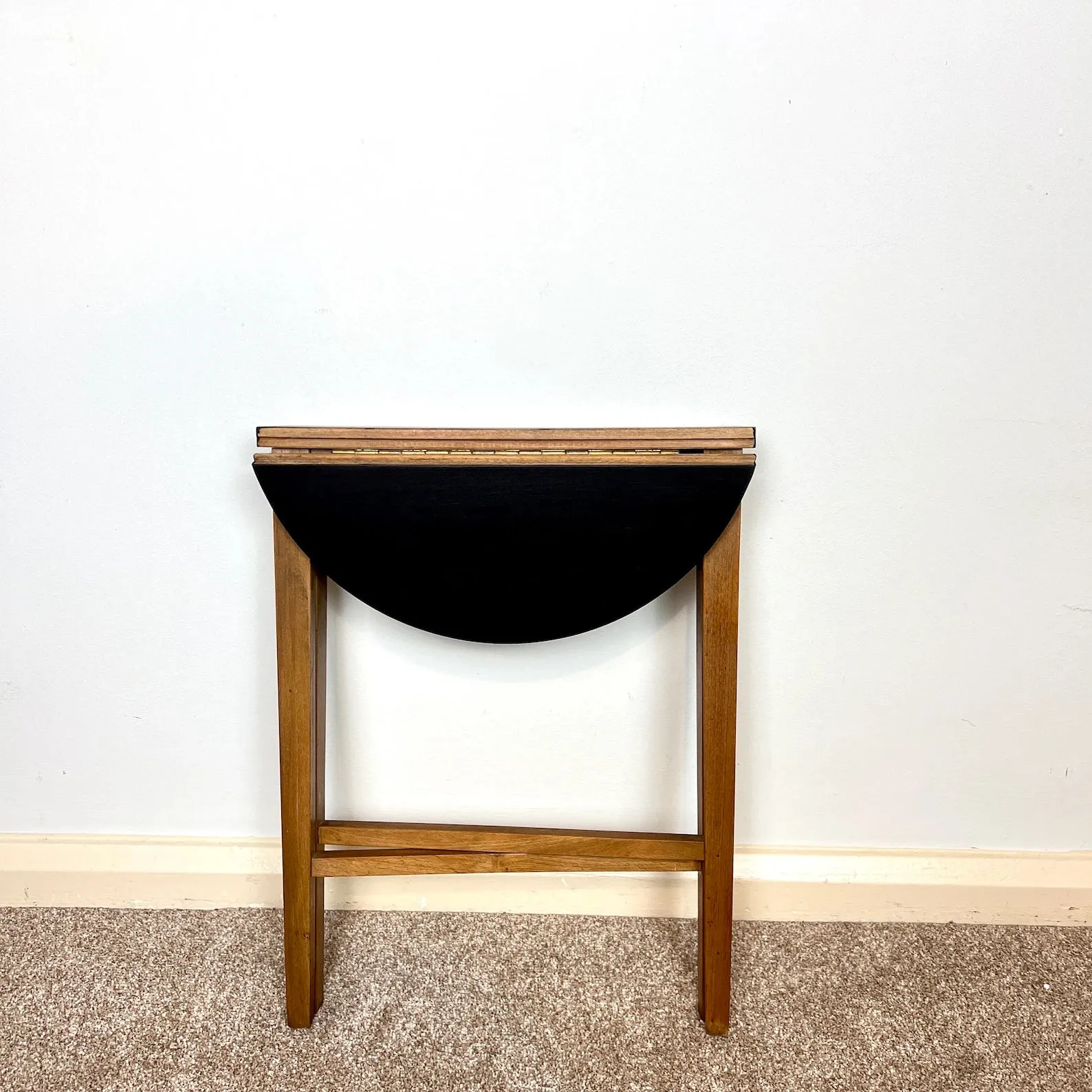 Midcentury Teak Folding Small Side Bedside Table, Vintage Retro End Table, Danish Style