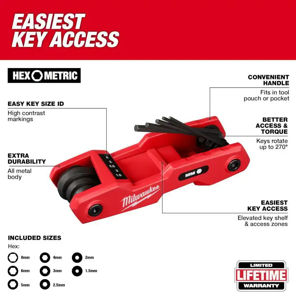 Milwaukee 48-22-2183 - 17-Piece Folding Hex Key Set - SAE & Metric
