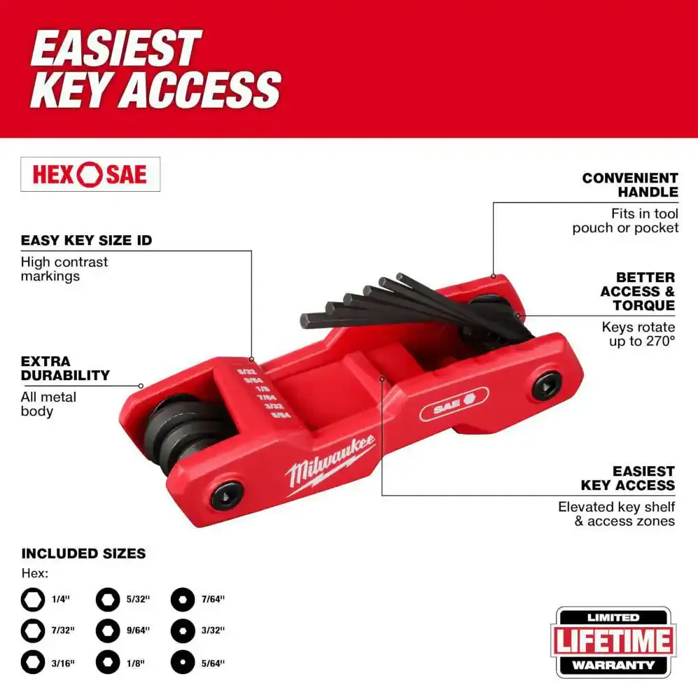 Milwaukee 48-22-2183 - 17-Piece Folding Hex Key Set - SAE & Metric