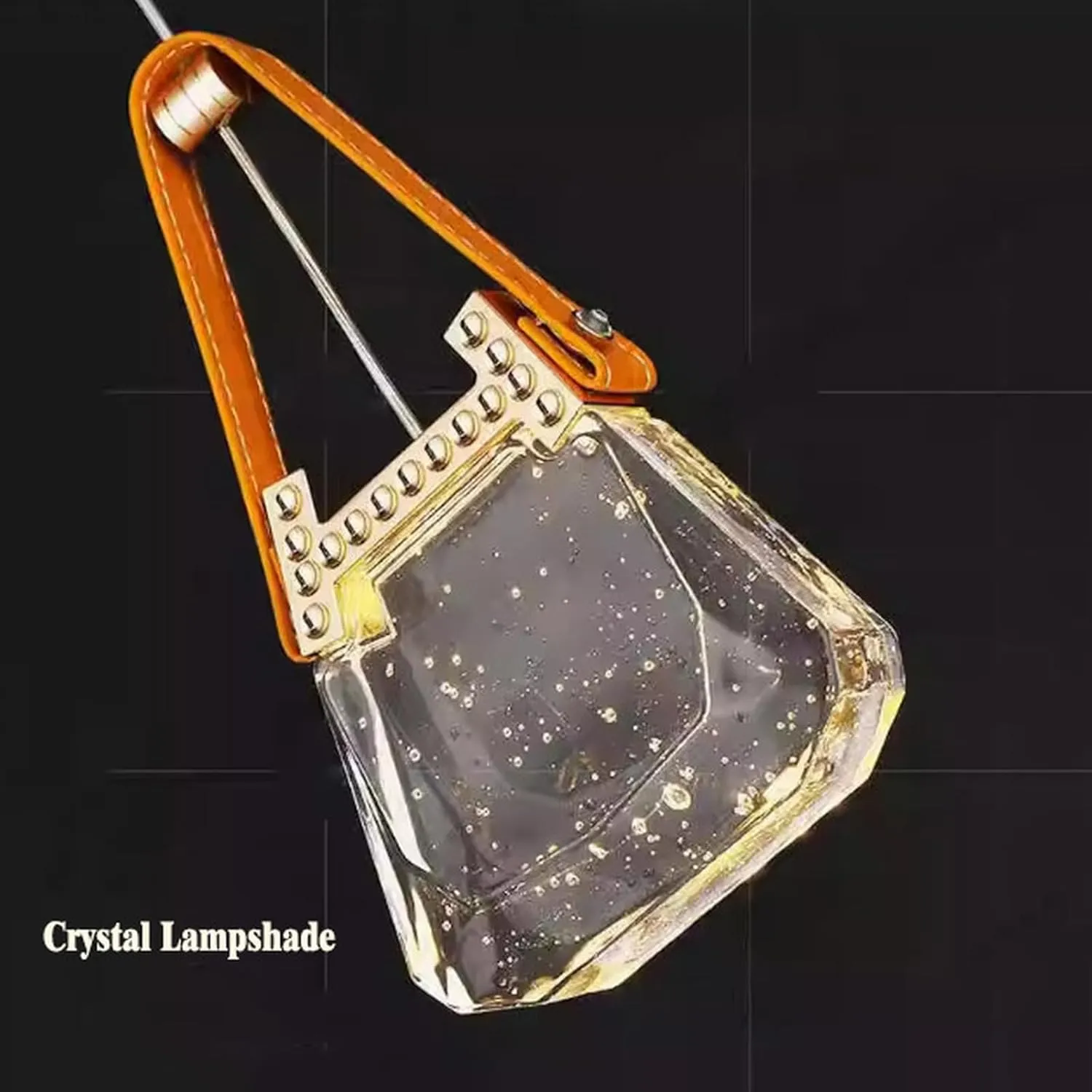 Mini Crystal Chandelier,Creative Handbag Design with Acrylic Lampshade Adjustable 3 Colours Ceiling Hanging Light Fixture for Dining Rooms,Living Room Bedroom Hallway Aisle(21 * 12 * 4CM*2, A)