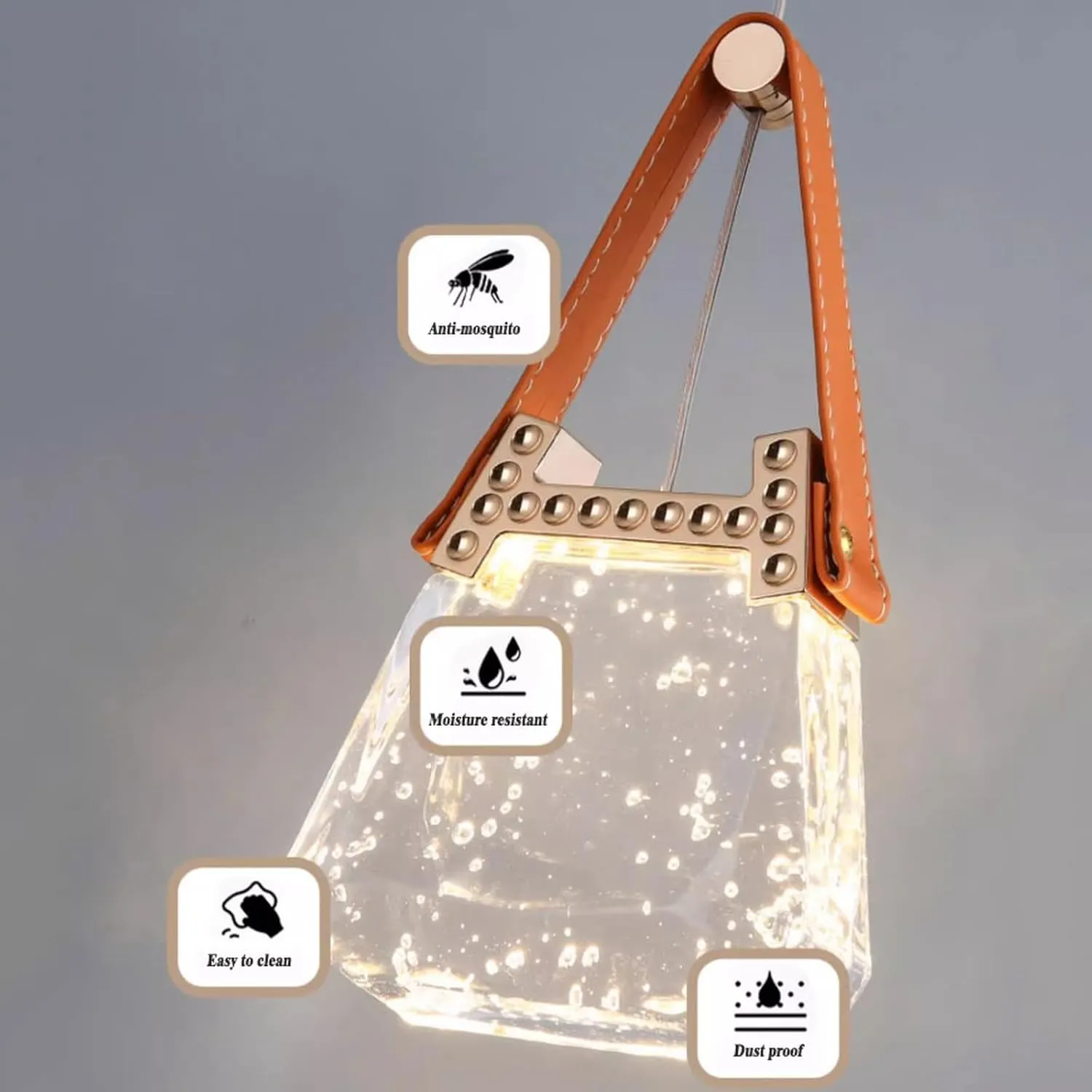 Mini Crystal Chandelier,Creative Handbag Design with Acrylic Lampshade Adjustable 3 Colours Ceiling Hanging Light Fixture for Dining Rooms,Living Room Bedroom Hallway Aisle(21 * 12 * 4CM*2, A)