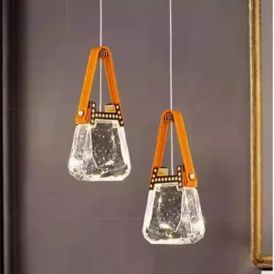 Mini Crystal Chandelier,Creative Handbag Design with Acrylic Lampshade Adjustable 3 Colours Ceiling Hanging Light Fixture for Dining Rooms,Living Room Bedroom Hallway Aisle(21 * 12 * 4CM*2, A)