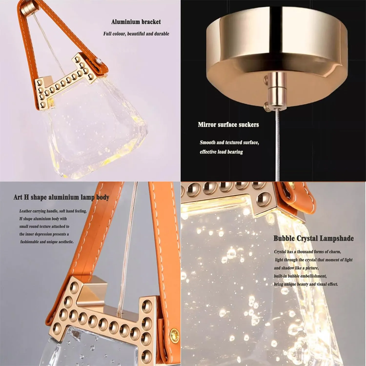 Mini Crystal Chandelier,Creative Handbag Design with Acrylic Lampshade Adjustable 3 Colours Ceiling Hanging Light Fixture for Dining Rooms,Living Room Bedroom Hallway Aisle(21 * 12 * 4CM*2, A)