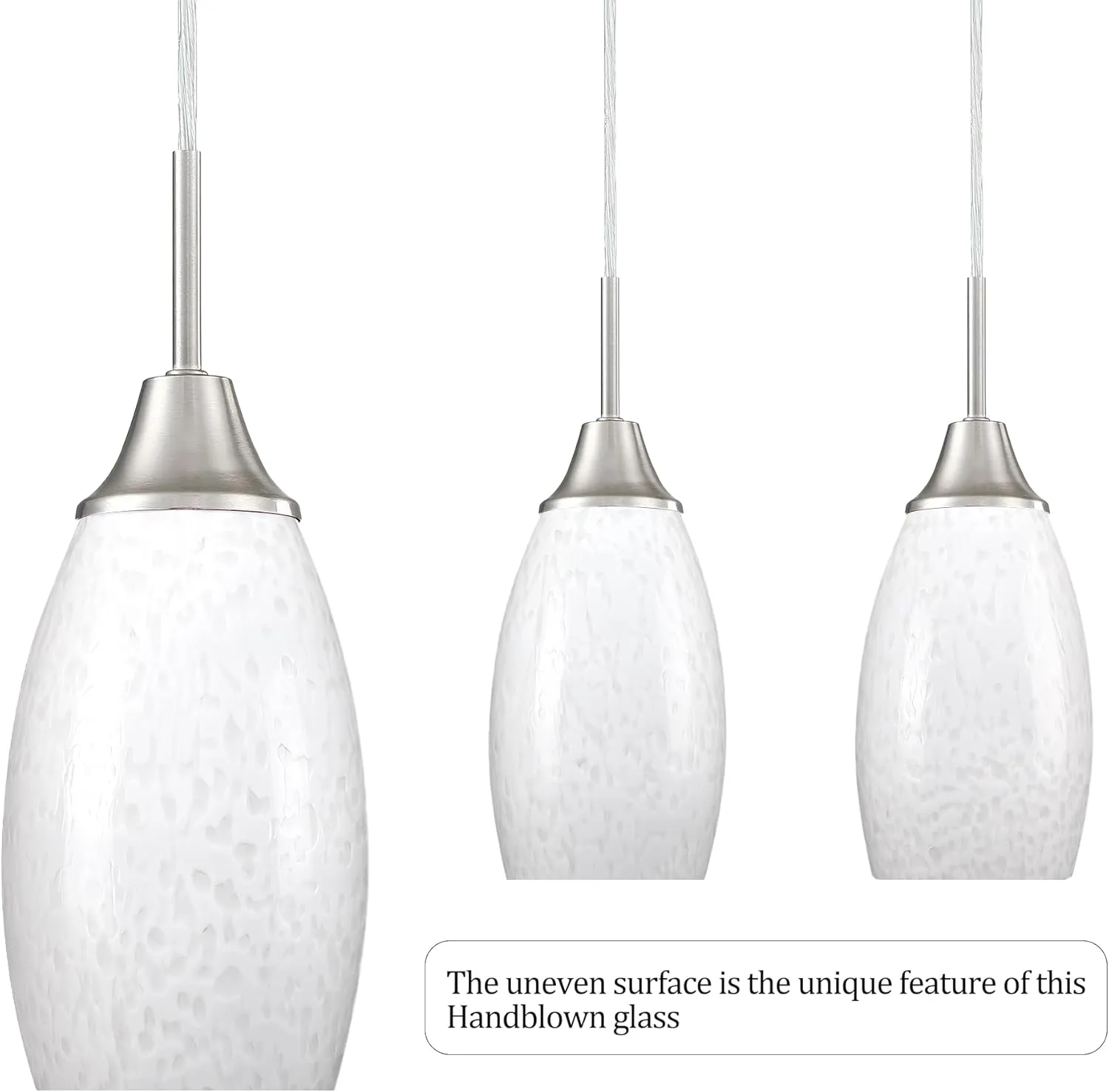 Mini Glass Pendant Lights 3-Pack with Handblown Milk Creamy Art Glass Pendant Lamp Shade 4.72" with Adjustable Cord Hanging Pendant Light Fixtures for Kitchen Island,Dining Room,Foyer,Hallway