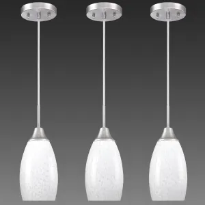 Mini Glass Pendant Lights 3-Pack with Handblown Milk Creamy Art Glass Pendant Lamp Shade 4.72" with Adjustable Cord Hanging Pendant Light Fixtures for Kitchen Island,Dining Room,Foyer,Hallway