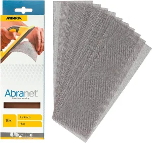 Mirka Abranet Net Sheets 3 x 9 inch/Grit 120 / Mesh Sandpaper Sanding Sheet Hook and Loop / 10 pcs / 9A-175-120RP