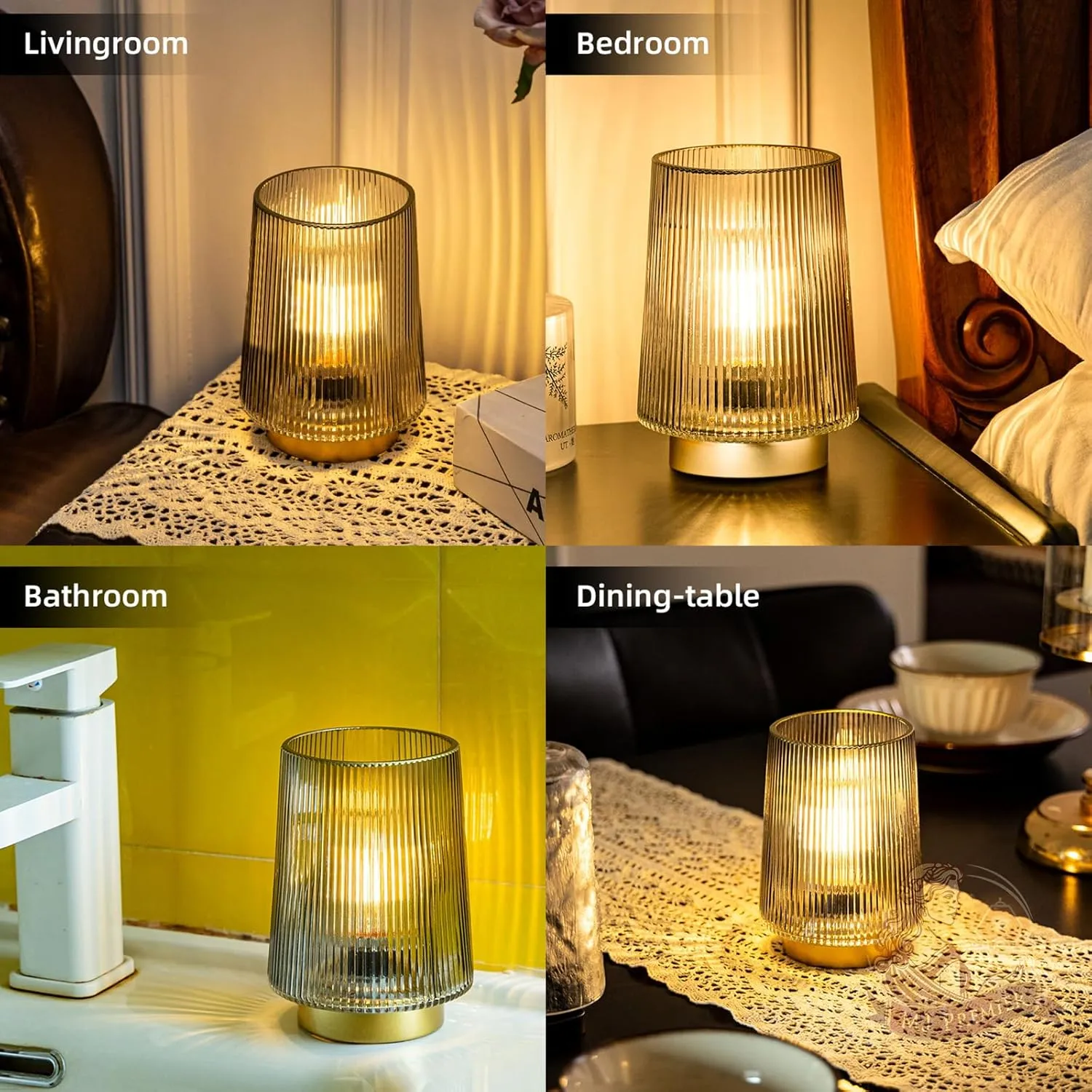 MJ PREMIER Battery Operated Lamps with Timer Cordless Table Lamp LED Battery Powered Small Lamps Glass Lamp for Home Decor Entryway, Bedroom, Bathroom(Grey)
