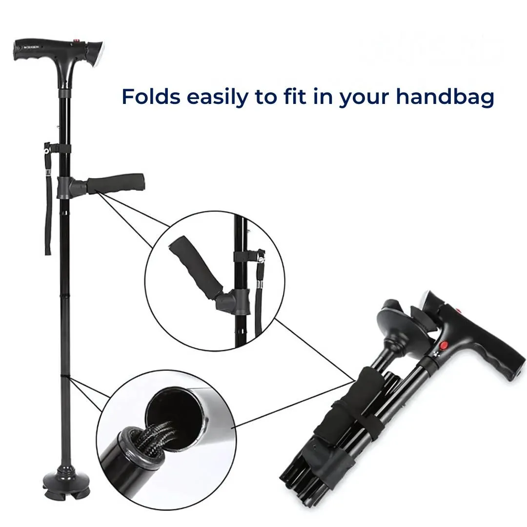 MobilityMate Folding Cane Collapsible Walking Stick | Telescopic Walking Stick - Lightweight Cane - for Seniors and Travellers