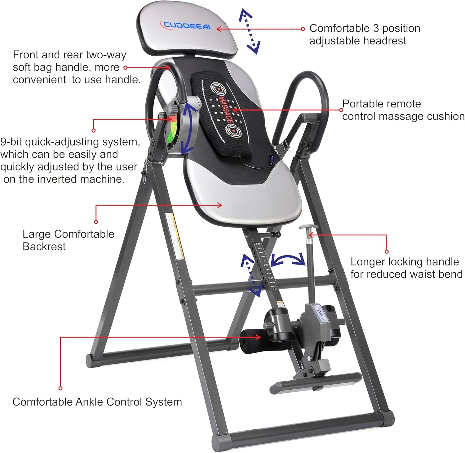 Model 1 Massage Inversion Table,Folding Heavy Duty and 300 lb Weight Capacity