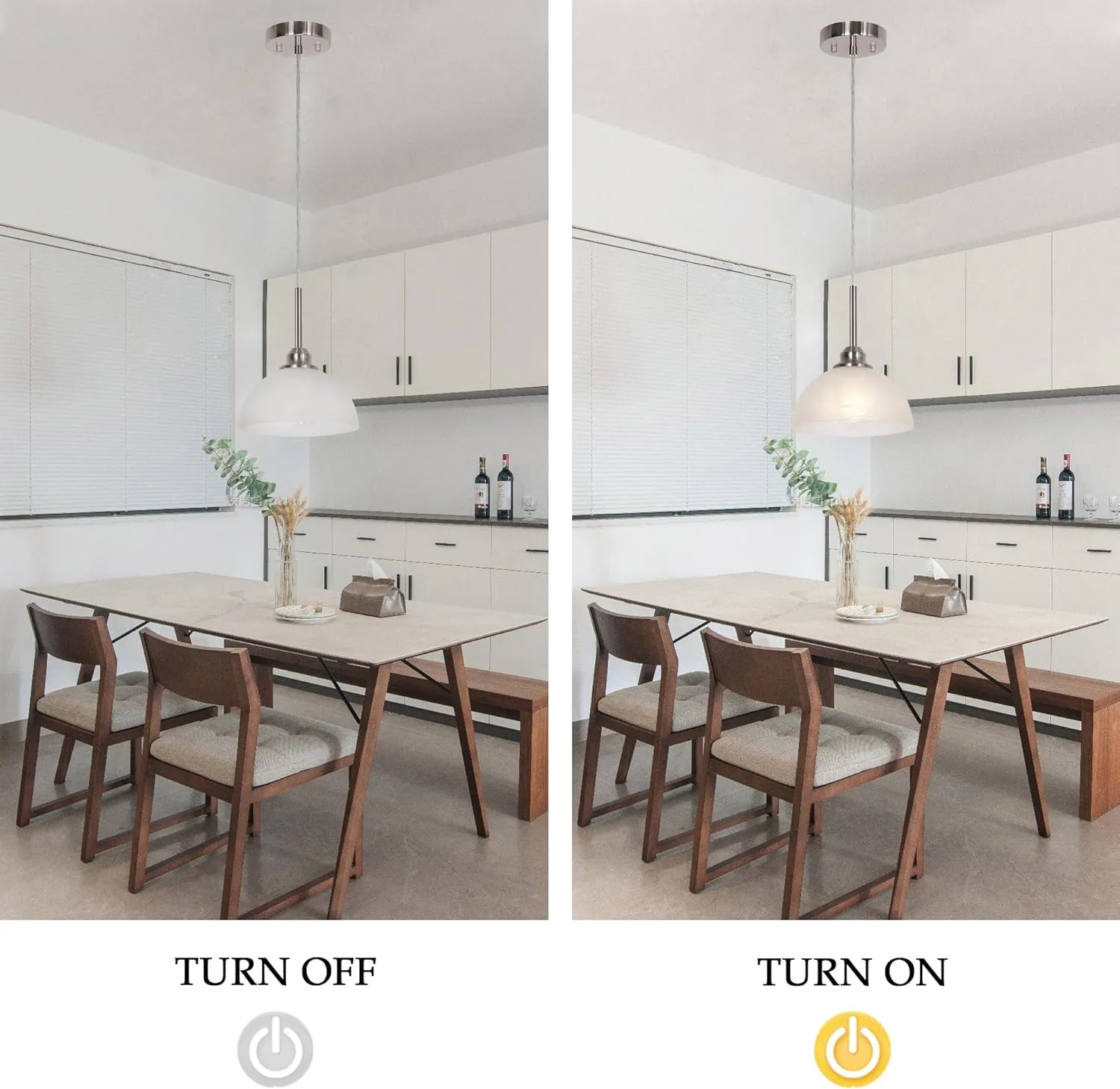 Modern Pendant Light Fixtures 2 Pack, Brushed Nickel Kitchen Lighting with White Alabaster Glass Finish Pendant Lamp,Farmhouse Hanging Light Fixture for Dining Room Bedroom, Bedside Hallway