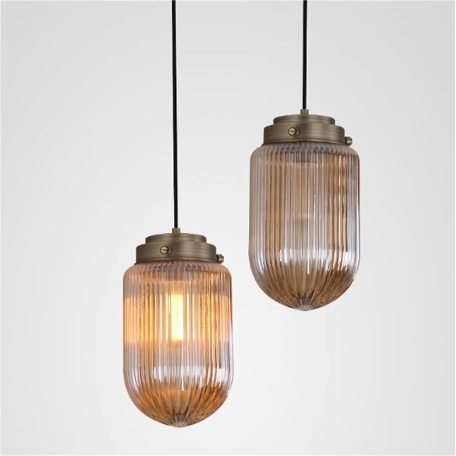 Modern Pendant Light Scandinavian Minimalist Chandelier, Vertical Striped Glass Lighting Fixtures, Elegant Chandelier for Dining Room Ceiling Lights, Restaurant, Cafe, Bar, Bedroom Kitchen Island(Smok