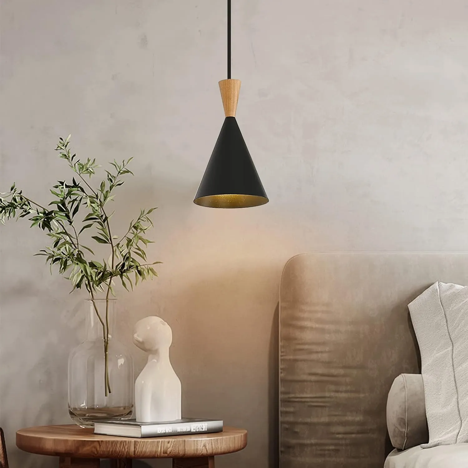 Modern plug in Pendant Light with cord, Adjustable chandelier hanging lamps that plug into wall outlet for Kitchen Island, Bedroom, Living room, Dining Room, Contemporary wall Décor black (plus)