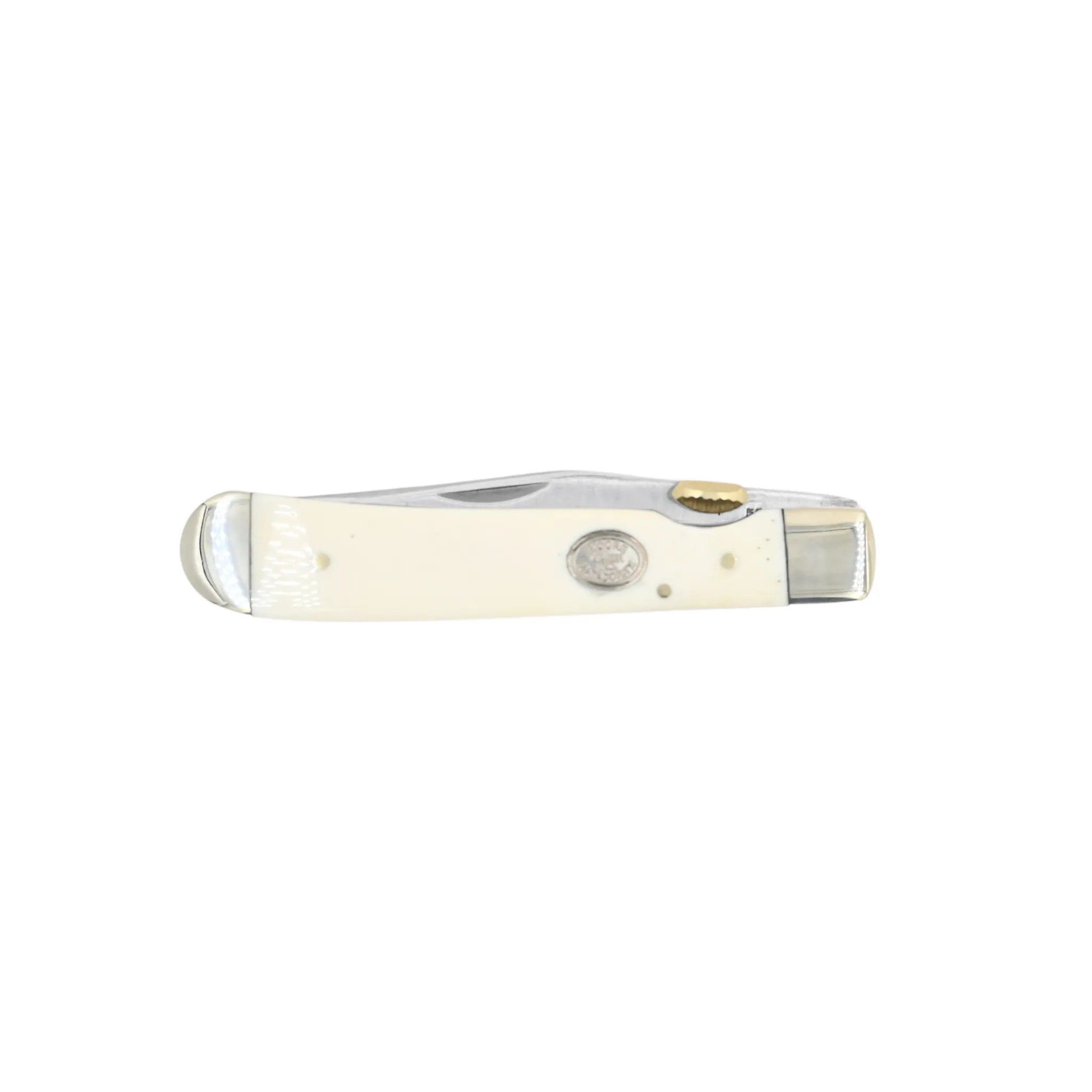 Moore Maker 4 1/8" White Bone Trapper Knife w/ Easy Open