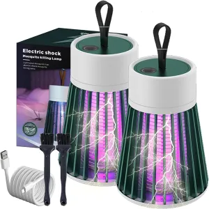 Mosqishock Mosquito Lamp, 2025 Mosqishock 2 in 1 Portable Cordless Outdoor Waterproof Camping Lamp, USB Rechargeable Lighting Mute Waterproof for Camping Patio Travel (2PCS-A)