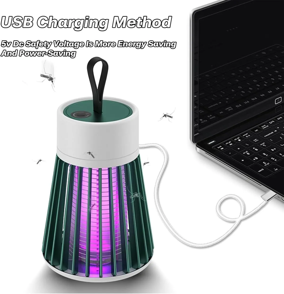 Mosqishock Mosquito Lamp, 2025 Upgrade Portable Cordless Camping Light, Outdoor Atmosphere Light, USB Rechargeable Lighting Mute Waterproof for Camping Patio Travel (Green Gray)