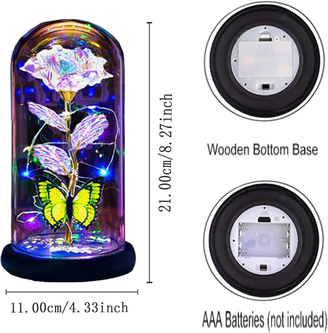 Mothers Day Roses Flowers Gifts for Mom Women Wife Her,Mother Day Rose Gifts for Mom Women,Light Up Rose in A Glass Dome Butterfly Birthday Presents Wife Grandma from Daughter Gold