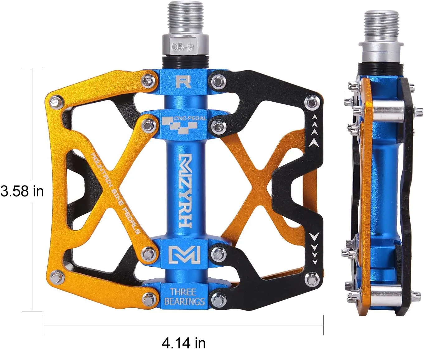 Mountain Bike Pedals, Ultra Strong Colorful CNC Machined 9/16" Cycling Sealed 3 Bearing Pedals