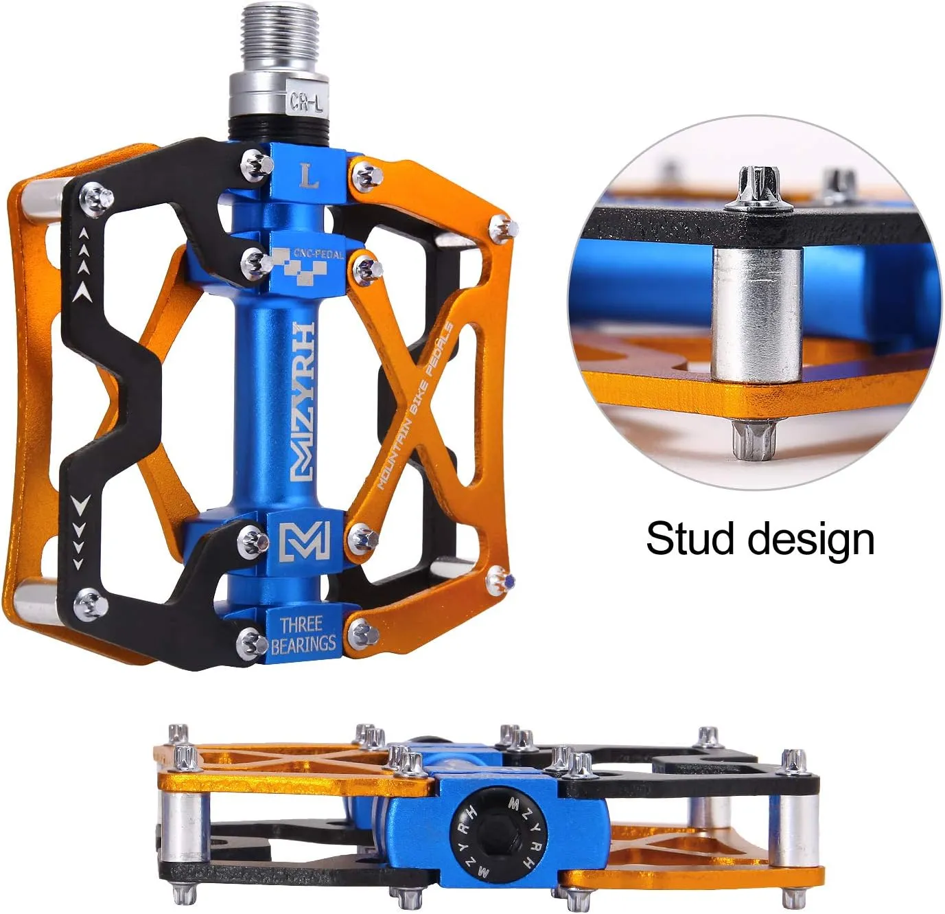 Mountain Bike Pedals, Ultra Strong Colorful CNC Machined 9/16" Cycling Sealed 3 Bearing Pedals