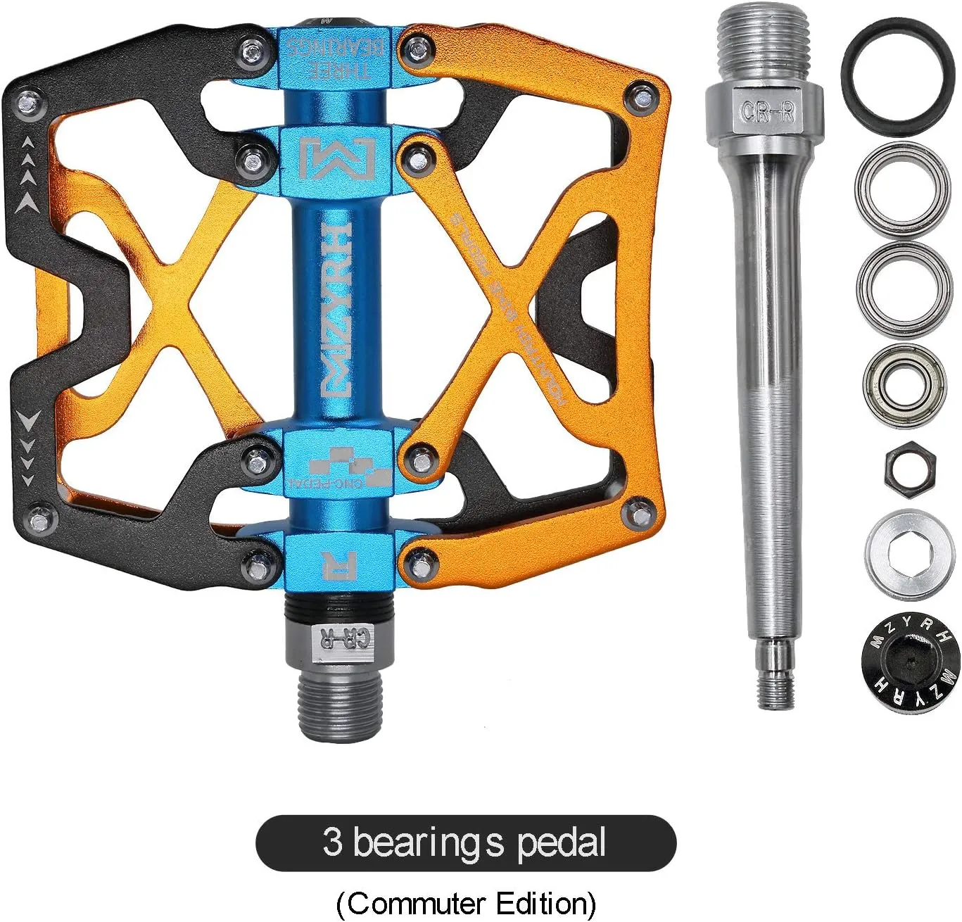 Mountain Bike Pedals, Ultra Strong Colorful CNC Machined 9/16" Cycling Sealed 3 Bearing Pedals