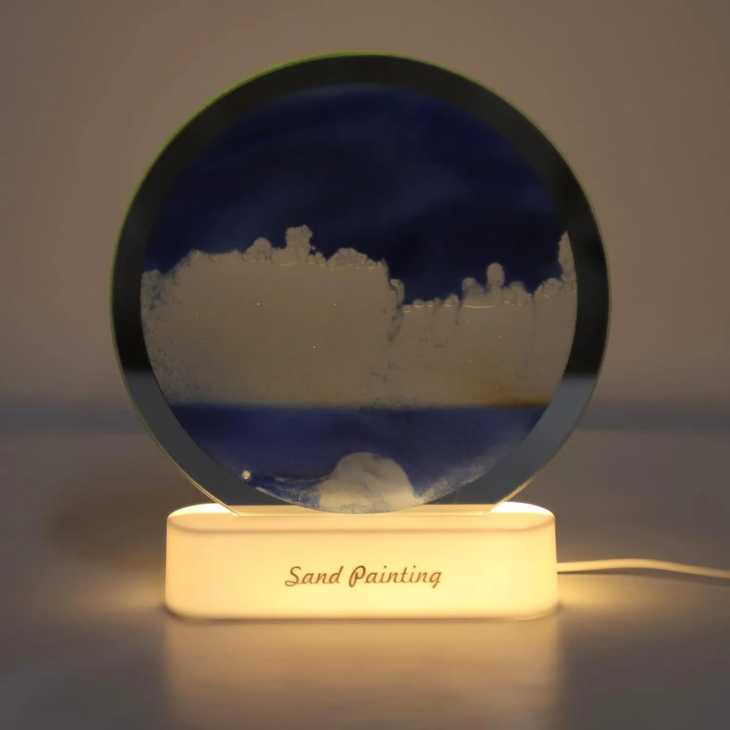 Moving Sand Art Picture, Quicksand Painting Lamp, USB Falling Sand Art Sandscape Moving Sand Night Light Nightstand Lamp for Bedroom Living Room Office Desktop Toys Dynamic Art(Yellow) ( Color : Azul