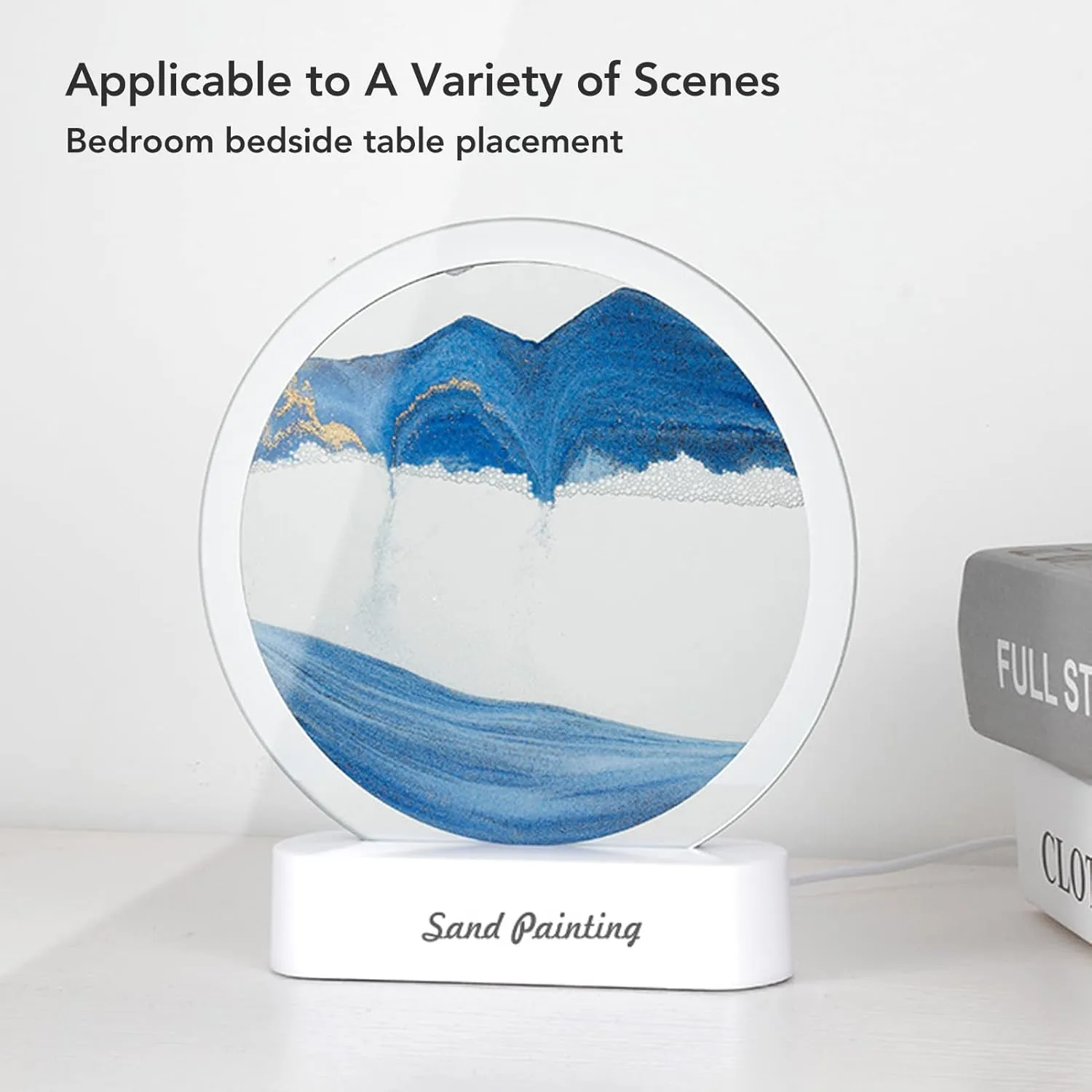 Moving Sand Art Picture, Quicksand Painting Lamp, USB Falling Sand Art Sandscape Moving Sand Night Light Nightstand Lamp for Bedroom Living Room Office Desktop Toys Dynamic Art(Yellow) ( Color : Azul