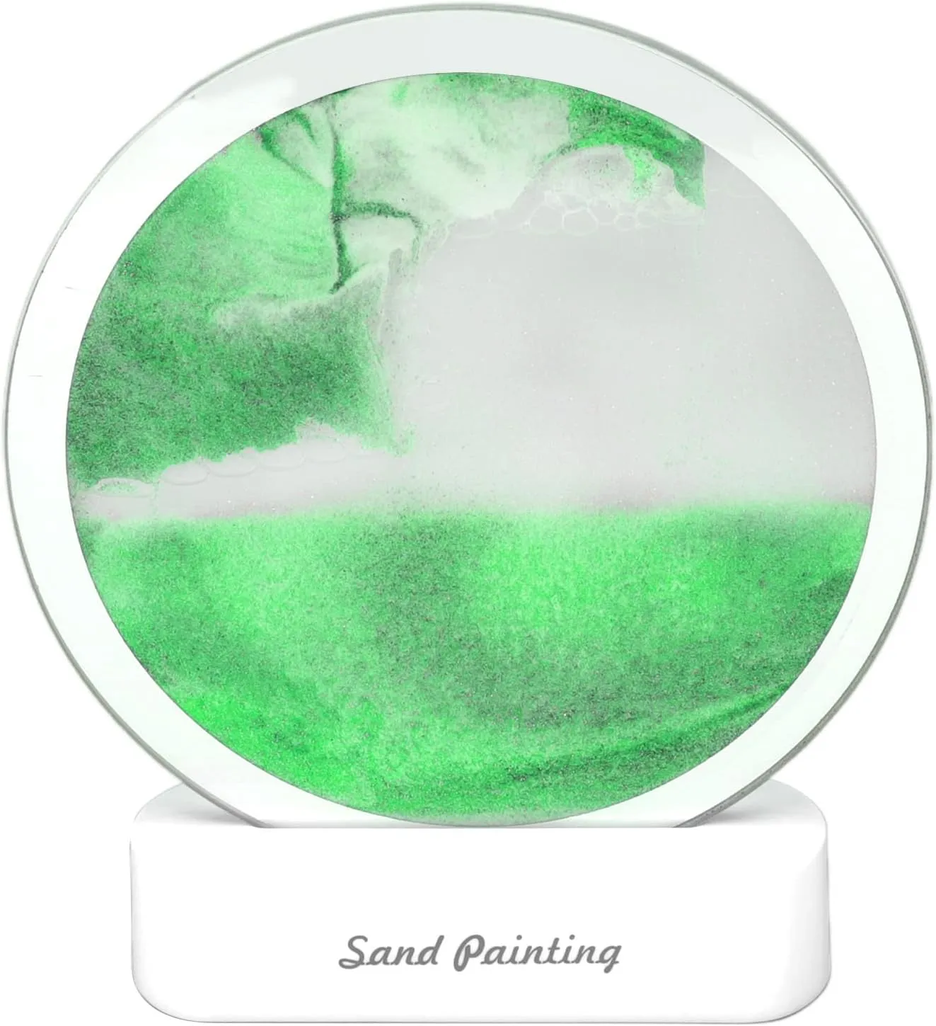Moving Sand Art Picture, Quicksand Painting Lamp, USB Falling Sand Art Sandscape Moving Sand Night Light Nightstand Lamp for Bedroom Living Room Office Desktop Toys Dynamic Art(Yellow) ( Color : Green