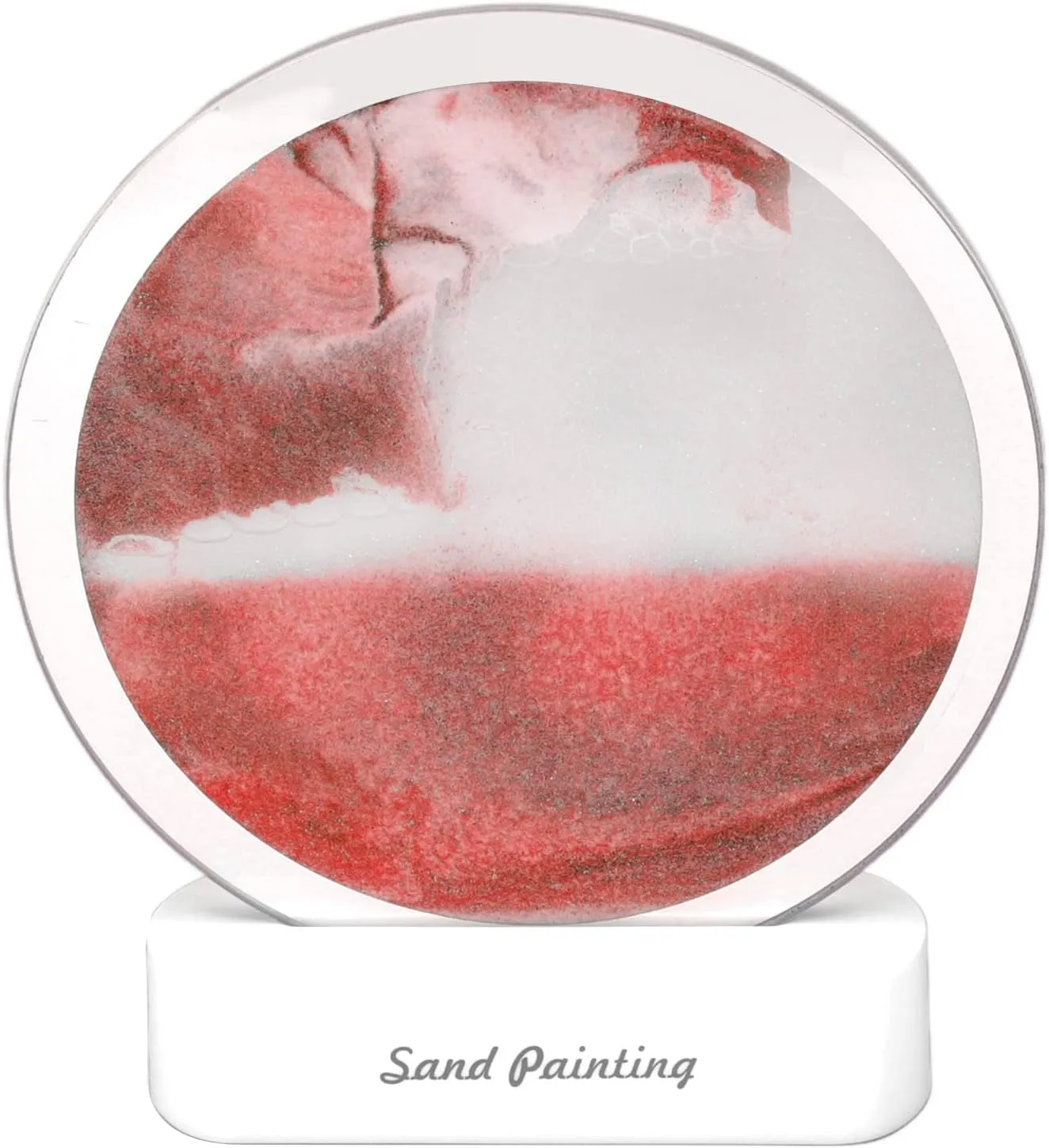 Moving Sand Art Picture, Quicksand Painting Lamp, USB Falling Sand Art Sandscape Moving Sand Night Light Nightstand Lamp for Bedroom Living Room Office Desktop Toys Dynamic Art(Yellow) ( Color : Red )