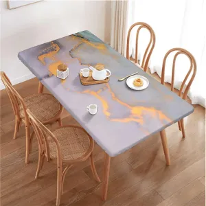 Multicolor Elastic Tablecloth for Indoors Outdoors Abstract Color Formation Wavy Tablecloth Fitted Table Cloth Rectangle Table Marble Fits up 5 Foot Tables