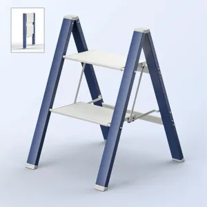 Multifunctional Climbing Ladder Aluminum Alloy Folding Herringbone Ladder widening Pedal Load-Bearing Flower Stand, 2-Step ladder/3-step ladder/4-step Ladder (Color : Blue, Size : 2 Step Ladder)