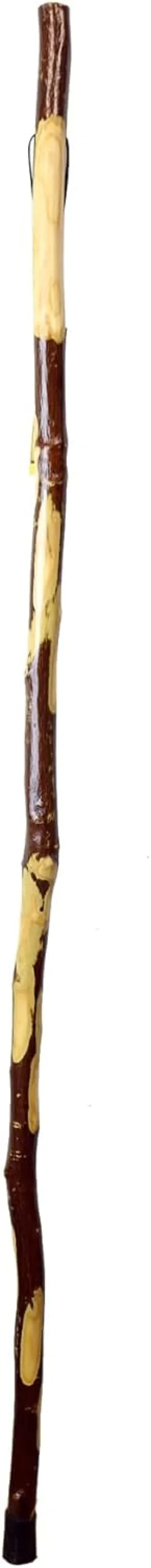 Natural Hardwood Hiking Stick - 54In Leather Lanyard