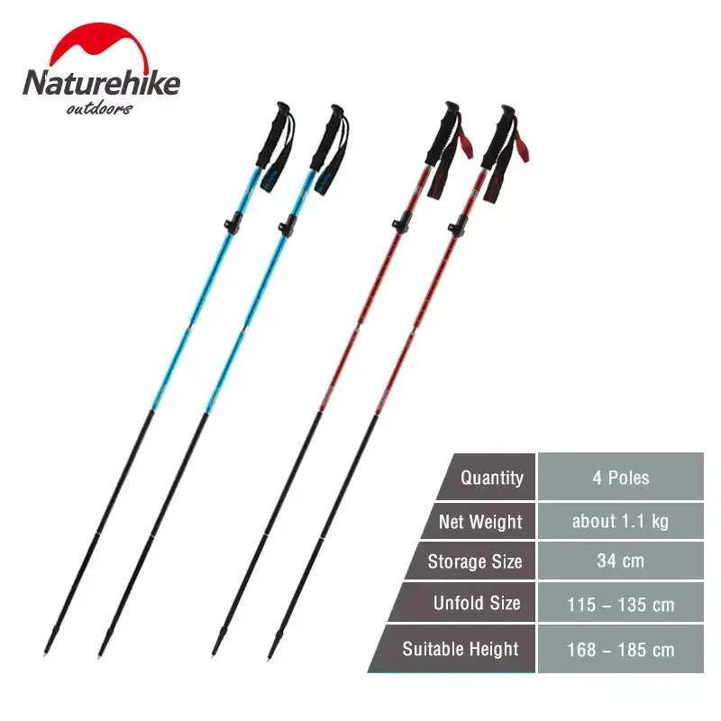 Naturehike Trekking Poles Folding Hiking Stick Collapsible Hiking Poles Trekking Stick Walking Poles Nordic Walking Sticks