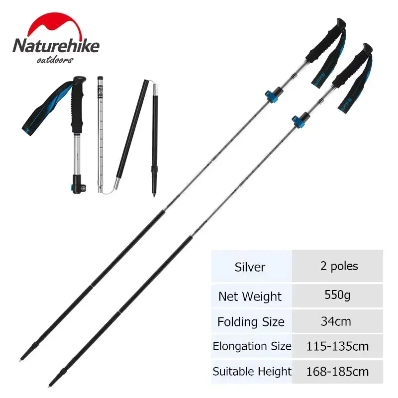 Naturehike Trekking Poles Folding Hiking Stick Collapsible Hiking Poles Trekking Stick Walking Poles Nordic Walking Sticks