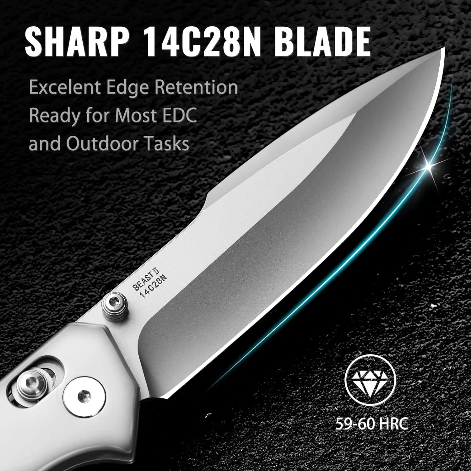 NedFoss BEAST Pocket Knife, 3.48" 14C28N Steel Blade Axis Lock Knife with Reversible Deep-Carry Pocket Clip, G10 Handle, Lightweight EDC Knife Camping Gifts for Men Women